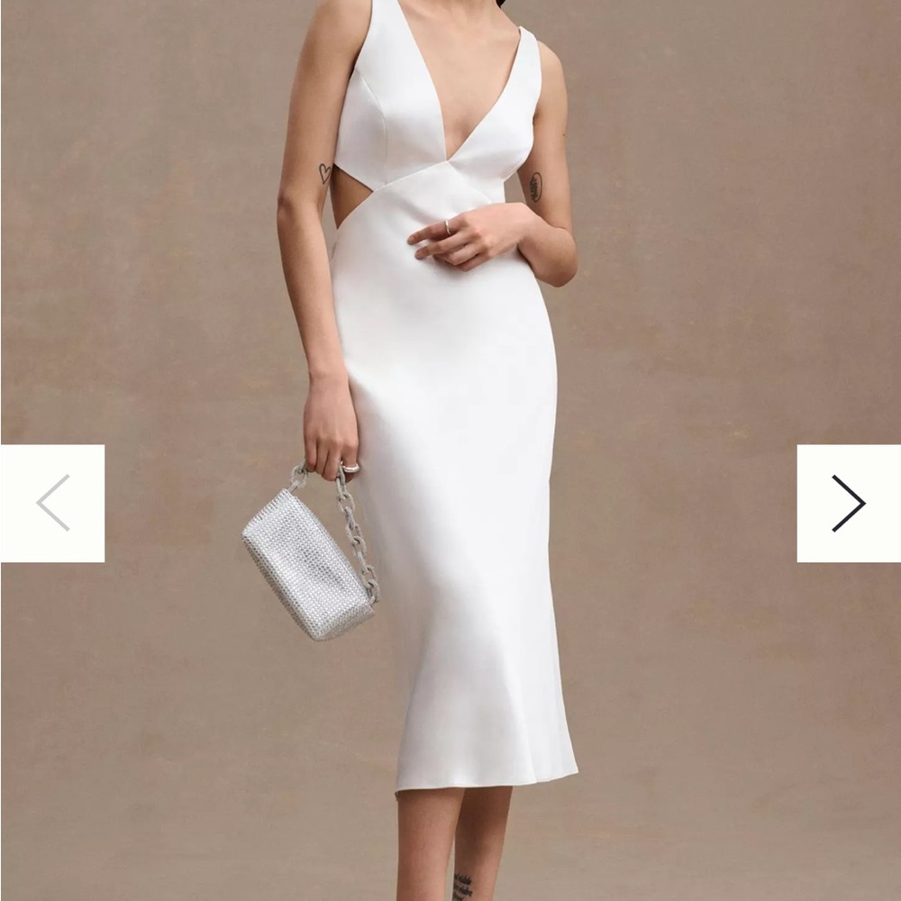 BHLDN Sachin & Babi Mona V-Neck Cutout Satin Midi Dress Anthropologie Size 8 NWT